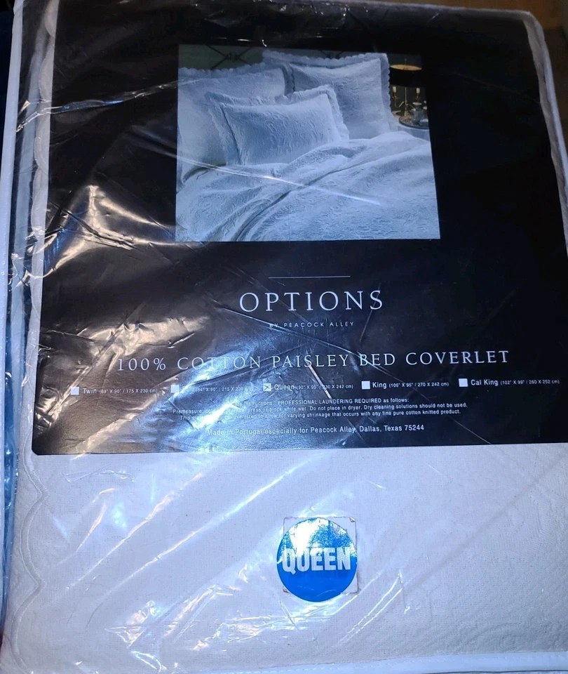 Peacock Alley All Seasons Luxury Cotton Blanket 100% Cotton Full/Queen Off White - Image 4 of 4