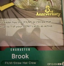 One piece TCG 3rd Anniversary Brook Promo Op13-034