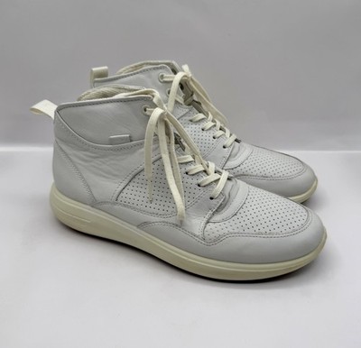 Ecco Womens Soft 7 Runner Sneakers Size 9 White Leather High Top Trainers Shoes