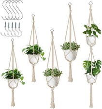 5 Pack Macrame Plant Hangers, Indoor Hanging Plant Holder with S Hooks and Hook