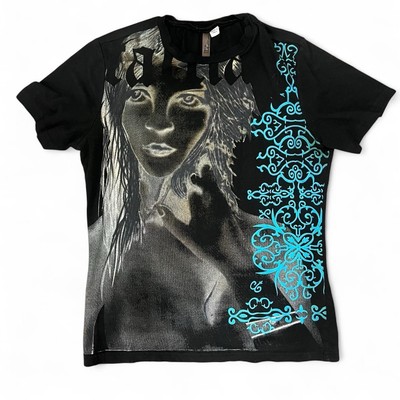 John Galliano Graphic Tee with Baroque Gothic Print Size M