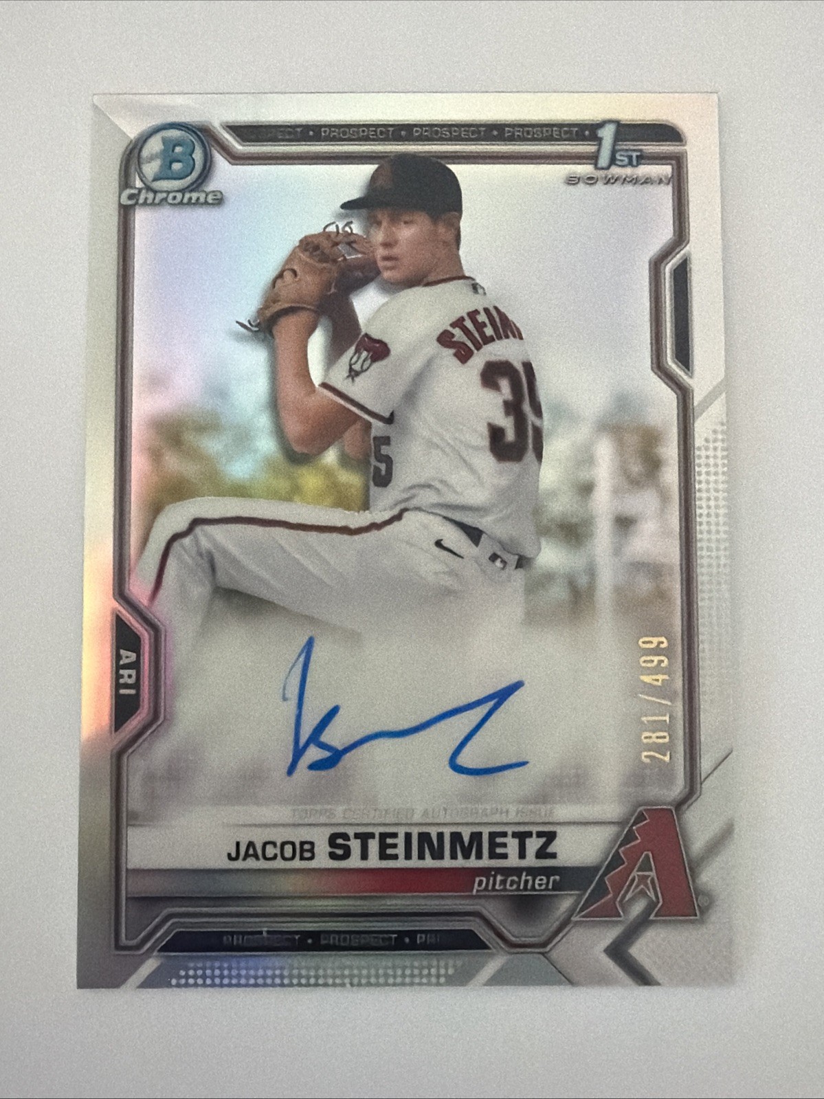 2021 Bowman Draft Chrome Jacob Steinmetz 1st Refractor Auto #CDA-JS 281/499