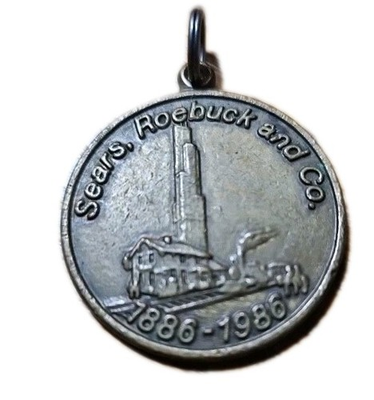 #ad Sears Roebuck amp; Co. 1886 1986 Solid Brass 100 Years Commemorative Charm Medal $10.99