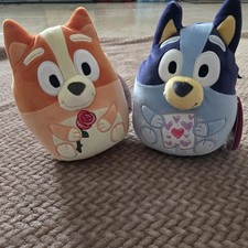 Squishmallows SET of 2 Disney BINGO BLUEY 8" Plush Hearts And Rose New Valen