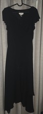 Adrianna Papell Black High-Low Evening Dress with Subtle Embellishment