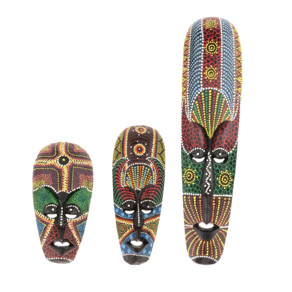 Wooden Thai Mask Hand Painted Wall-Mounted Decor Hand Chiseled - Image 1 of 1