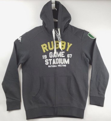 NEW Kappa Hoodie Mens X-Large Gray Cotton Rugby Game Stadium Drawstring Full Zip