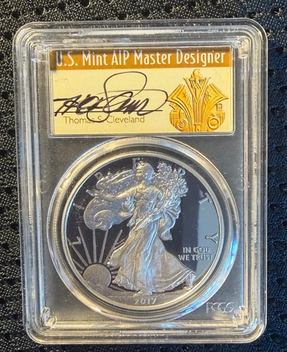 2017 (W) American Silver Eagle PCGS PR70 DCAM, FDOI - Thomas Cleveland Signed