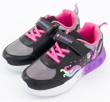 Girls Light Up Sneakers Black Pink Unicorn Trainers Kids Shoes NEW WITH TAG UK 