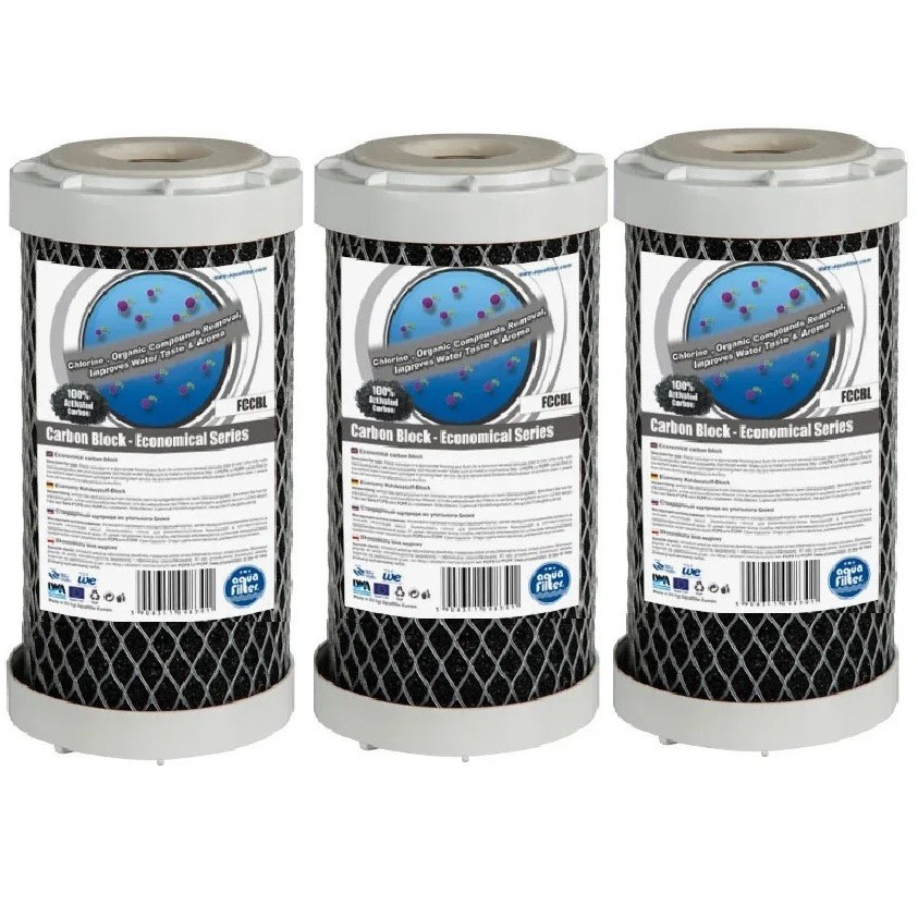 3 x 5"" Aquafilter FCCBL5 Carbon and Softening Block Filters