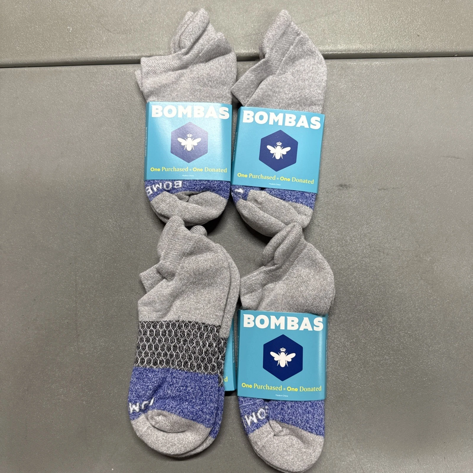 4 Pack Bombas All-Purpose Ankle Socks - Women's Medium - Grey/Blue