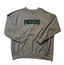 Green Bay Packers Sweatshirt Mens Large Gray Embroidered NFL Vintage Pullover