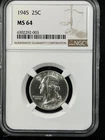 1945 25C Washington Quarter Dollar NGC MS64    6302292-003