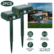 Ultrasonic Animal Repeller Solar Powered Motion Sensor Repellent IPX4
