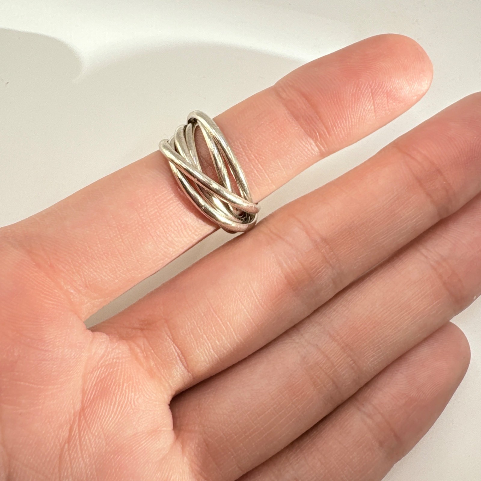 VTG Sterling Silver 925 Interlocking Rolling Ring… - image 5