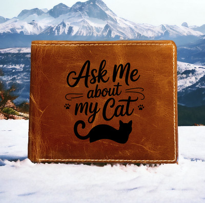 My Cat Leather Wallet Bifold Premium Quality Buffalo Ask Quote Kitten Gift NEW