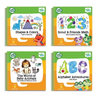 LeapFrog LeapStart Preschool 4-in-1 Activity Book Bundle: ABC, Shapes, Math