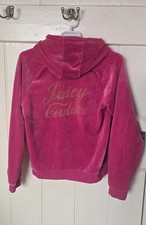 Image of Juicy Couture Women's Girl's gold logo velour velvet pink hoodie 14-15 years S