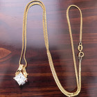 VINTAGE SOLID 14K YELLOW GOLD PRINCESS CUT CZ PENDANT 18" NECKLACE #7903 — photo 3
