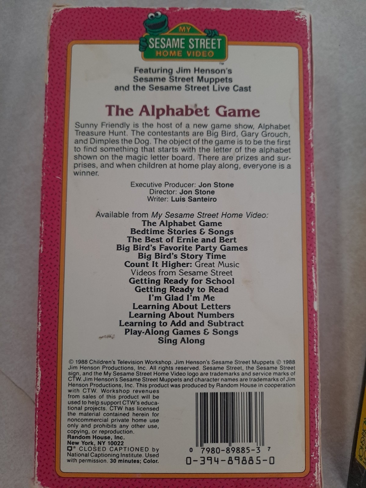 My Game Lettering Sesame Street : The Alphabet Game (VHS, 1988) Big Bird Rare Kids ...