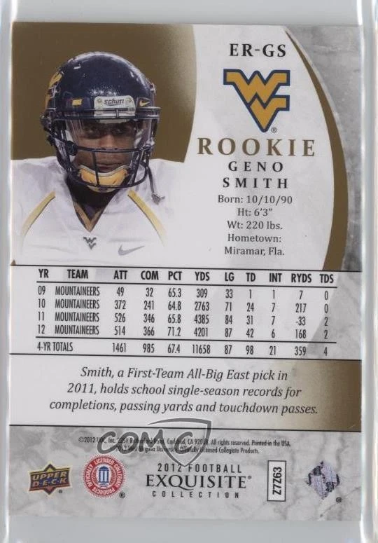 2012 Exquisite Collection Exquisite Rookies /175 Geno Smith #ER-GS - Image 2 of 2