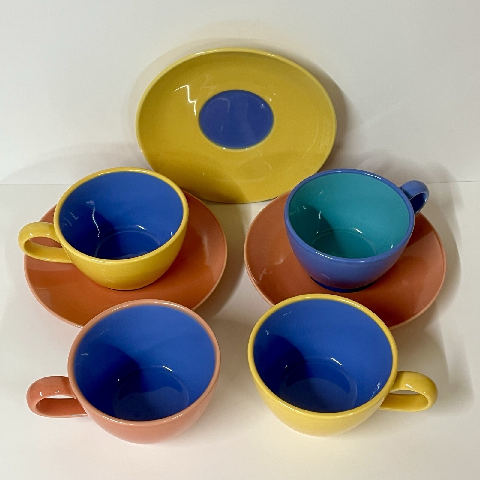 Lindt Stymeist Colorways Teacups And Saucers 7 Pieces Multicolored Japan