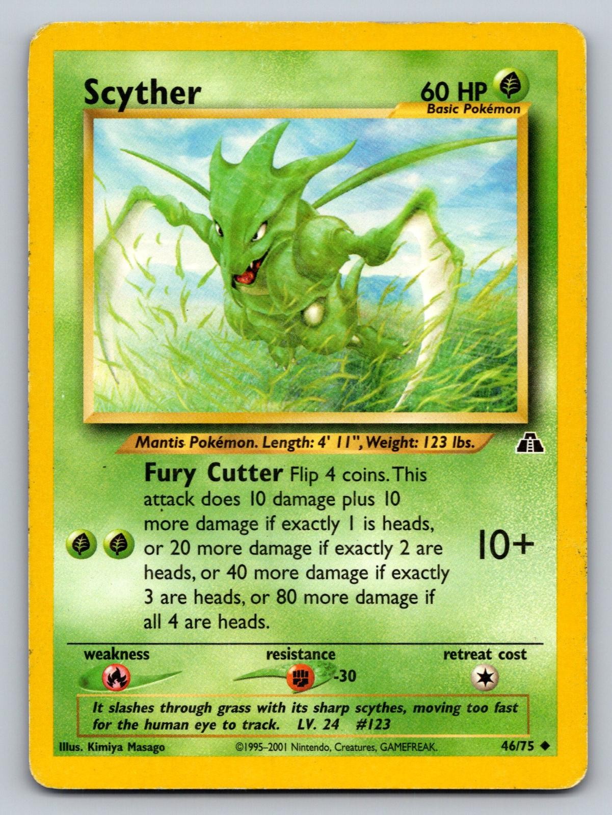 Scyther 46/75 Uncommon Neo Discovery Pokemon Unlimited Moderately Played