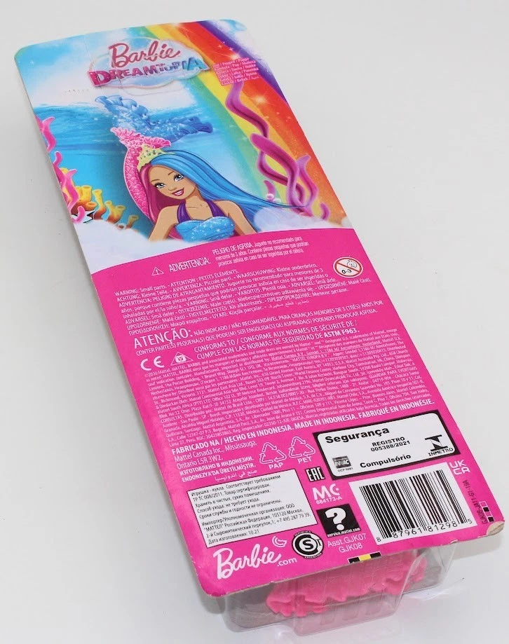 芭比 Dreamtopia 美人鱼娃娃,12 英寸,粉红色和蓝色头发新品 — 第 2/3 张图片