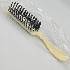 Vtg New Flair Half Round Hair Brush Nylon Bristle Yellow Cream 7 Row NOS