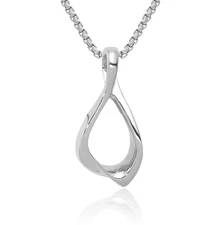 14K Solid White Gold Floating Chain Slide Necklace Reversible