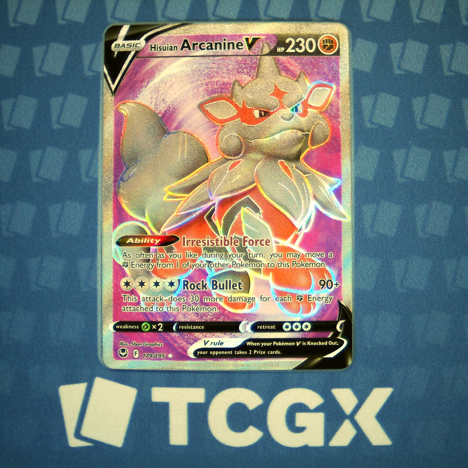 Pokemon - Hisuian Arcanine V (Full Art) - 179/195 - SWSH12: Silver Tempest NM