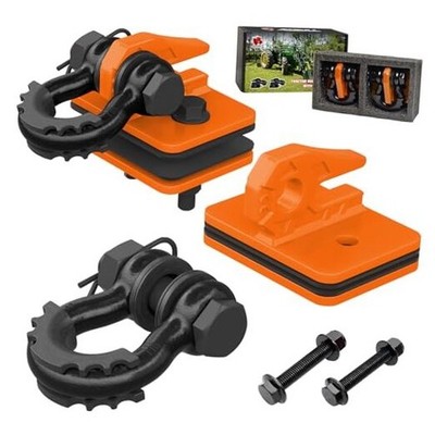 Tractor Bucket Grab Hook with 5/8'' D-Ring Shackle Combo, Bolt-On Orange&Black