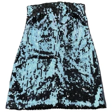 Alyn Paige Blue Sequin Mini Dress Women M Strapless Party Cocktail Holiday Glam