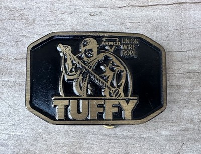 Vintage Solid Brass TUFFY Belt Buckle ARMCO Union Wire Rope By Dyna Buckle