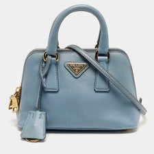 Prada Promenade Mini Light Blue Saffiano Leather Satchel
