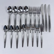 Interpur Vintage Stainless Steel Japan 18 Pieces Single Rose Pattern