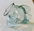 Vintage MCM Hand Blown Blenko Style Art Glass Figural Fish Shaped Bowl Sculpture
