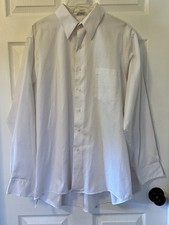 Van Heusen Mens Sateen Easy Care Long Sleeve Button Up Cotton Blend Shirt Size L
