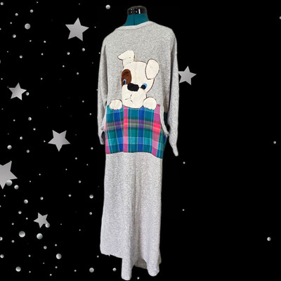 Vintage Kara s Kloset Puppy Cozy 3D Nightgown Long Sleeve Pockets - Medium