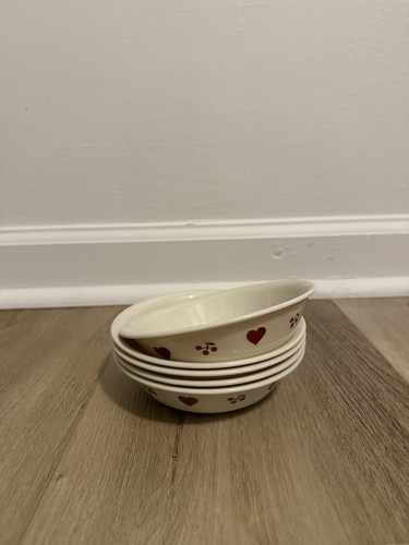 Set of 5 Corelle Hometown Heart & Cherries Berry Bowls 5.25”