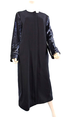 Marina Rinaldi Maxi-Mantel Wollmischung marine Gr. UK 16 Paillettenärmel