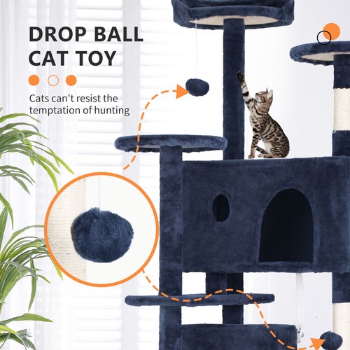 70in Cat Tree Tower for Indoor Cats, Multi-Level Cat Furniture Activity Center - Picture 45 of 56