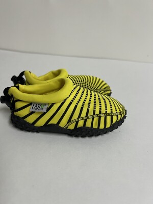 Easy USA Toddler Unisex Water Shoes Drawstring Neon Yellow Pullon Size 