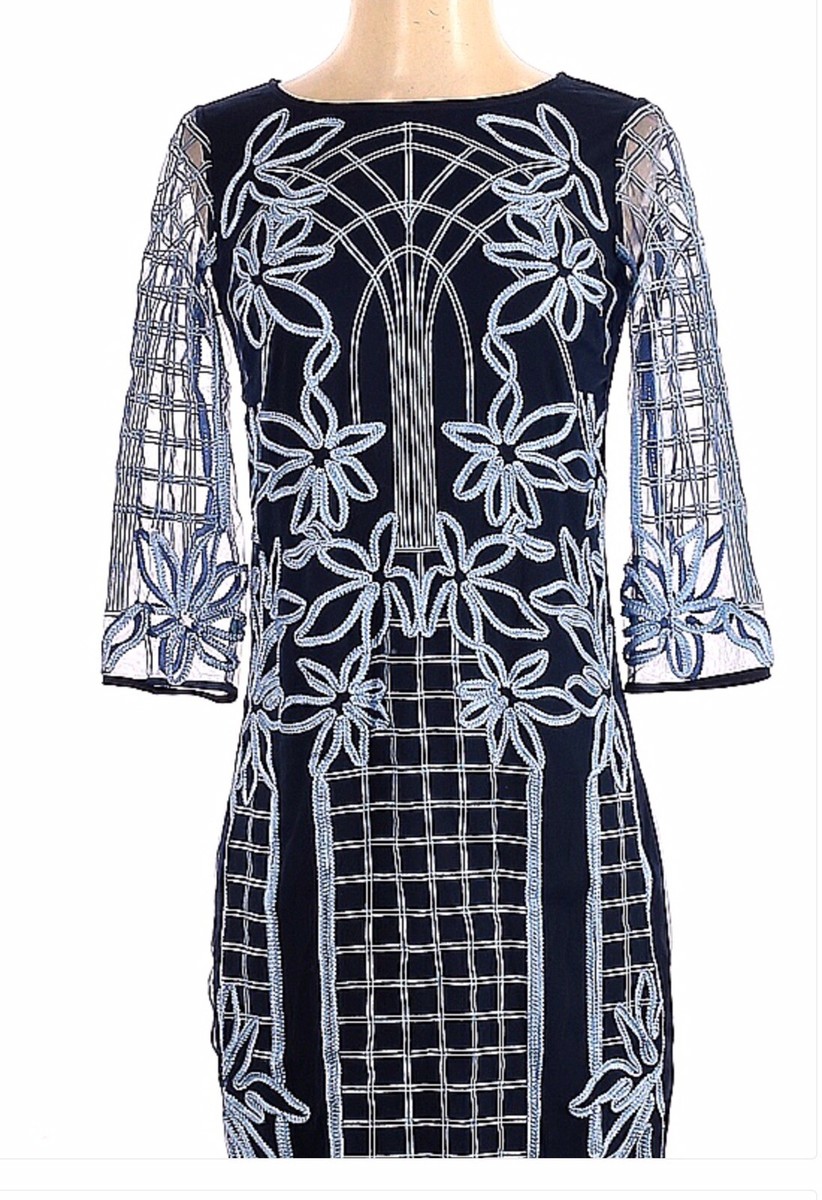 belle badgley mischka blue dress Belle Badgley Mischka Royal Blue Ruffle Sleeve Formal Dress Evening Go –  Queen City Resale main image 1