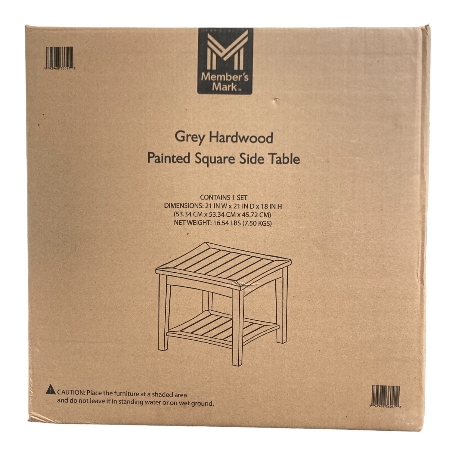 Квадратный приставной столик с маркировкой участника FSC окрашенный в эвкалиптовый цвет серый 11490₽