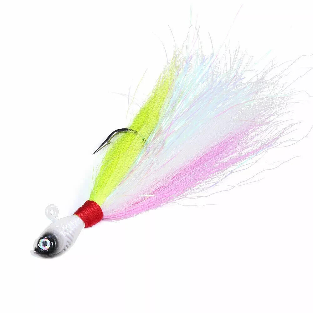 6 Leurres Bucktail Jigs Mer - 1/4oz à 3oz - Pour Truite, Bar, Bass