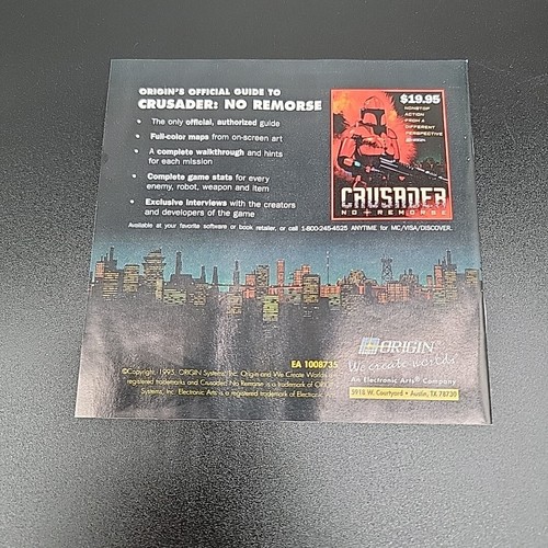 Crusader: NO REMORSE (PC Game - 1995) - Broken CD Case - Disk in Great Shape! - Picture 9 of 10
