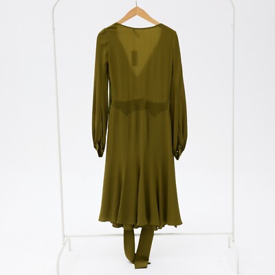 Roberto Cavalli Long Sleeve Chiffon Green Silk Dress Size S | eBay
