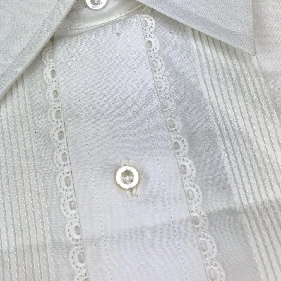 Van Heusen Hampton House 复古 Tux 衬衫 16 32 Van Gregg 领白色棉 — 第 2/4 张图片