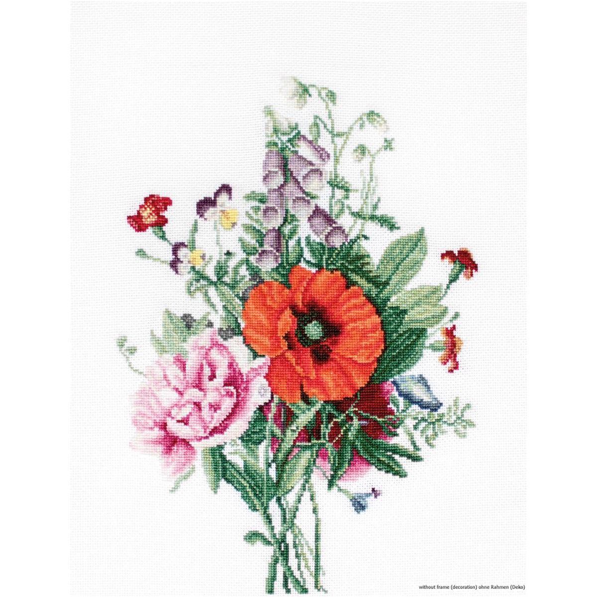 Luca-S counted Cross Stitch kit ""Bouquet with poppy seeds "", 19x25,5cm, DIY